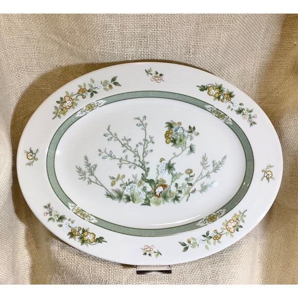 ROYAL DOULTON 13 inch Tonkin green gold floral serving platter - Picture 1 of 4